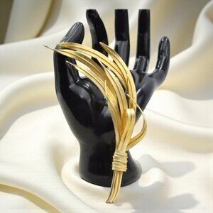 Vintage Vendome Wheat Grass Brooch Gold Tone Large 5" Unisex